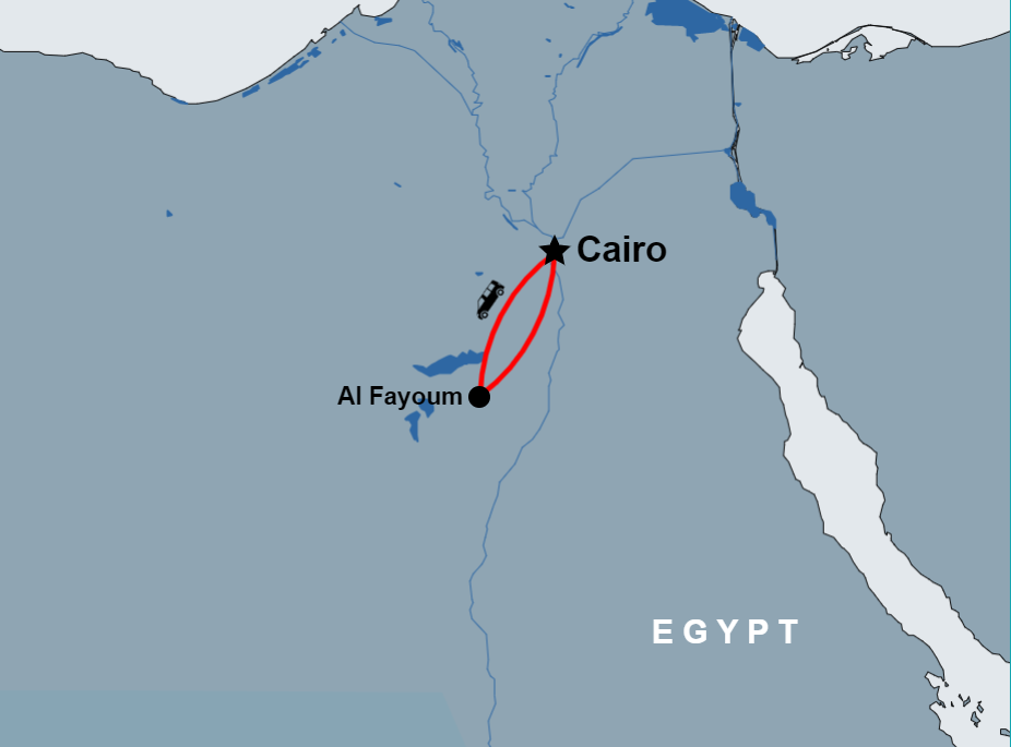 Day Tour to El Fayoum from Cairo map Day Tour to El Fayoum from Cairo map
